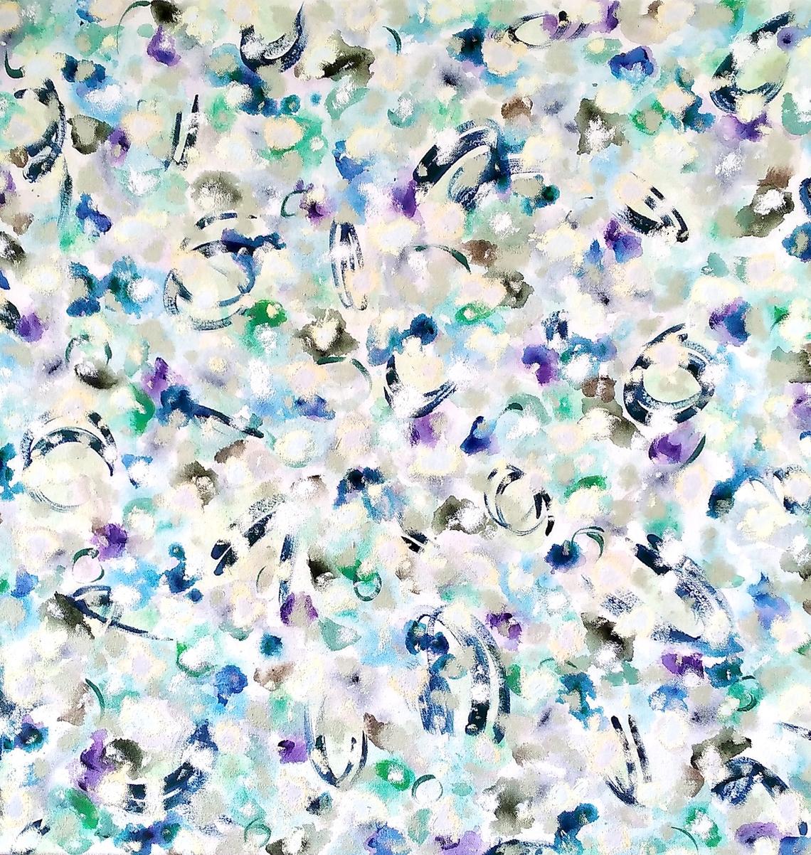 Lithic XI  2023, acrylic and oil on canvas  72 x 72cm