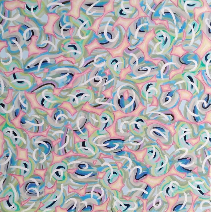 Eos III  2022,  acrylic and oil on canvas, 92 x 92cm